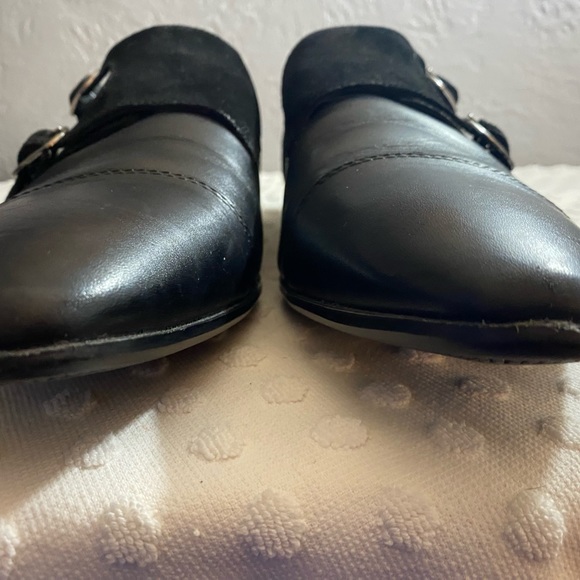 ASOS DESIGN monk shoes in black with suede leather emboss panel - Picture 5 of 15